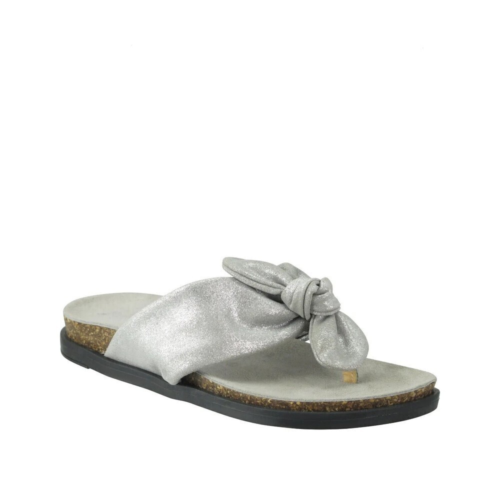 Ron White Womens Gayla Gray Silver Leather Slide Sandals US 6.5 EUR 37